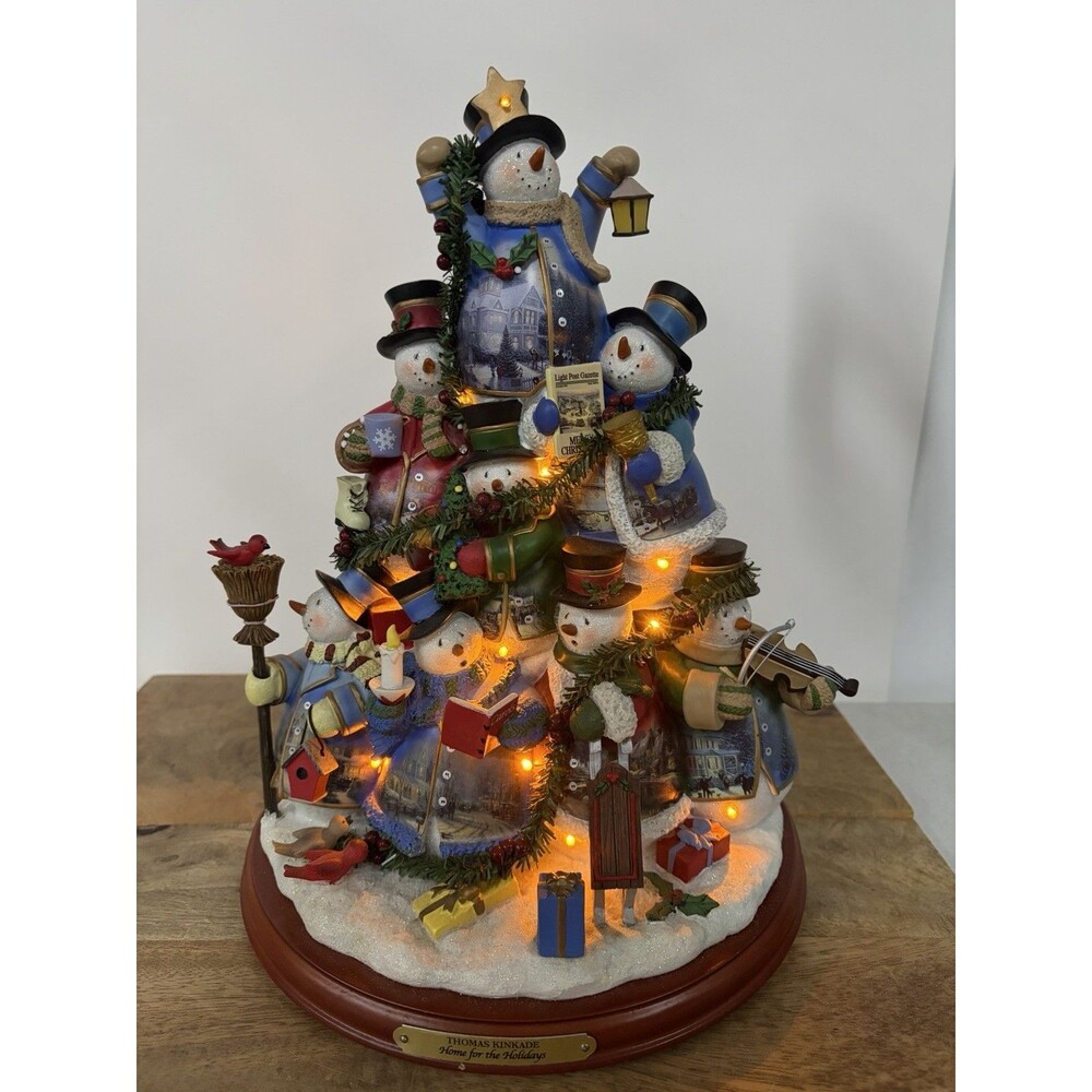 Thomas Kinkade 2009 Bradford Exchange Home For The Holiday Snowman Tree #A0796 - Picture 2 of 16